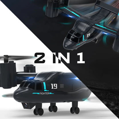 LM19 Remote Control Helicopter Drone 480P Camera Fighter Quadcopter Osprey Aircraft RC Drones for Children Kids Plane Toys Gifts