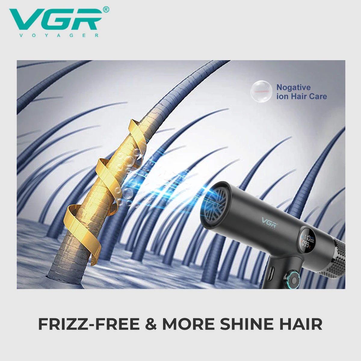 VGR Hair Dryer Professional Brushless Motor Negative Ion Hair Styling Blow Dryer Machine Powerful Adjustable Hair Dryer V-401
