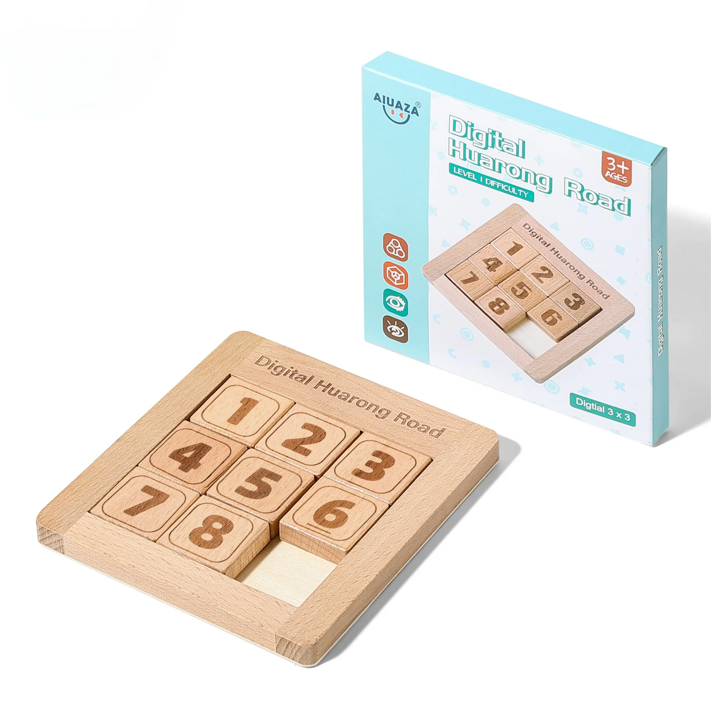 AIUAZA Wooden Number Sliding Puzzle，Brain Teasers Toy Tangram Slide Puzzle Game，Sequential Puzzles Board Game，Educational Toy