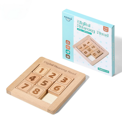 AIUAZA Wooden Number Sliding Puzzle，Brain Teasers Toy Tangram Slide Puzzle Game，Sequential Puzzles Board Game，Educational Toy