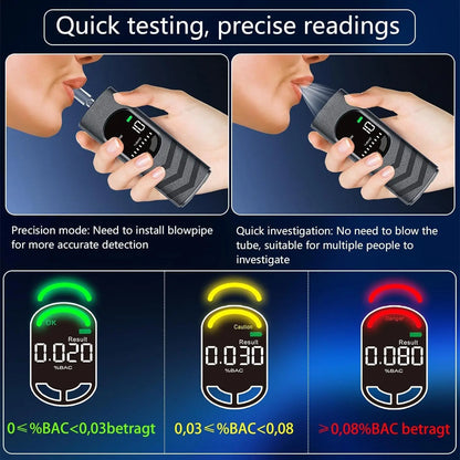 Digital Alcohol Tester Professional Alcohol Detector Breathalyzer , LCD Display Drunk Driving Test for Home