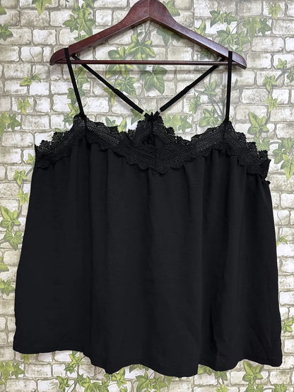 2026 New Summer Sexy Lace Splice V-Neck Tank Top Breathable Slim Fit Cami Tops Holiday Party Base Layer
