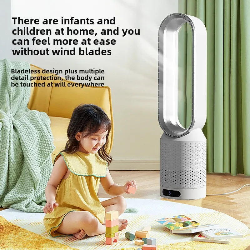 4 Colors Bladeless Fan - 3-in-1 Air Cooling & Purification Fan, Silent Touch Control Tower Fan for Indoor Use