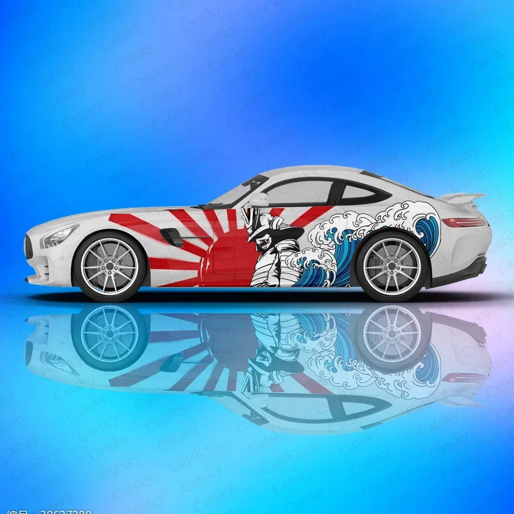 Samurai Car Wrap, Japanese Vehicle Livery, Cast Vinyl Wrap, Universal Size Samurai Anime Car Sticker Car Decoration