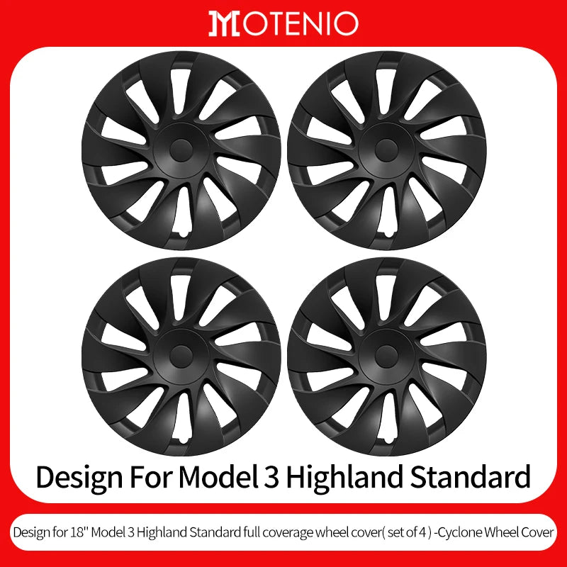 4PCS for Tesla 2026 Model 3 Standard 18 Hub Caps, Full Rim Covers Replacement Wheel Cover Accessories for Standard Edition