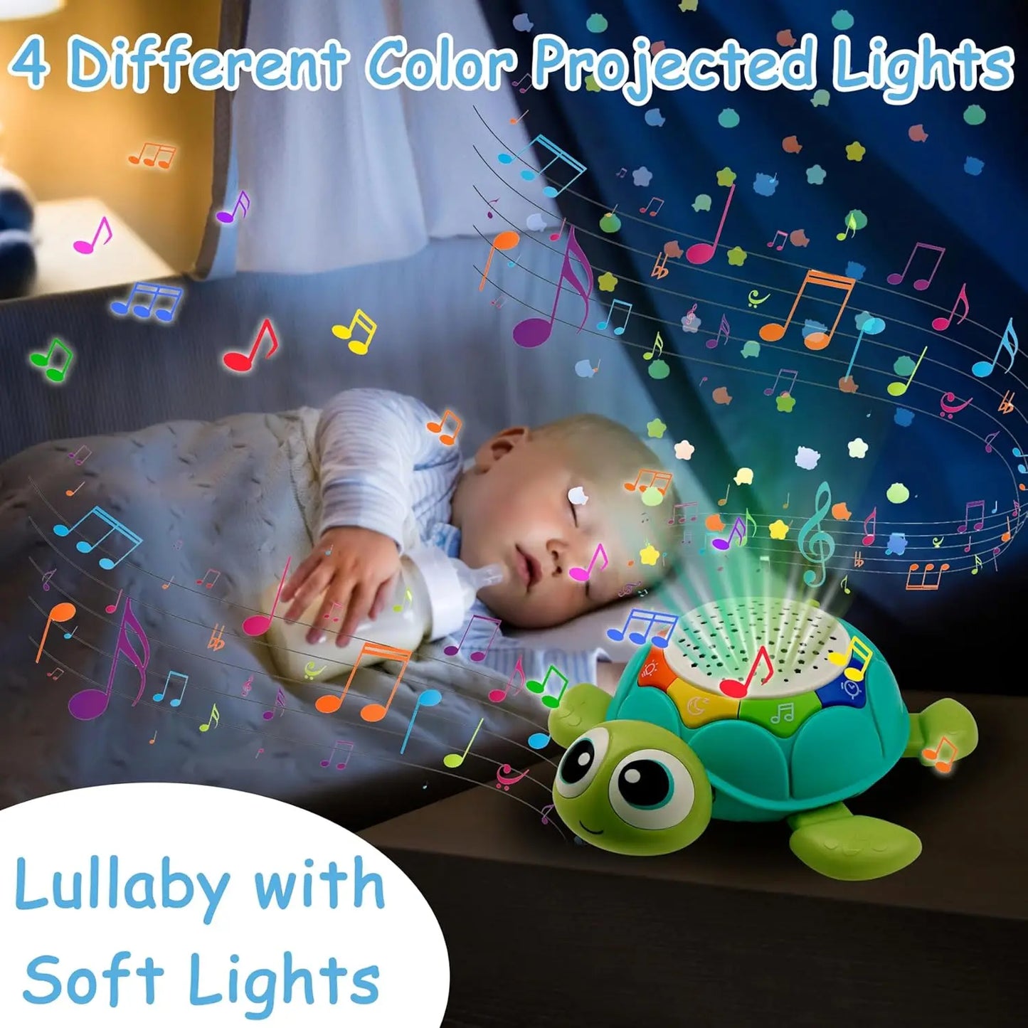 Musical Turtle Baby Toys Infant Light-up Projector Musical Tummy Time Toy Baby Crawling Toys Birthday Christmas Gift for Kids
