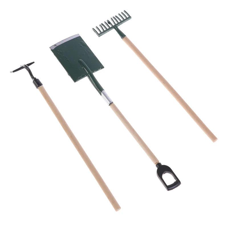 1Set 1:12 Dollhouse Miniature Farm Tool Ax Shovel Pull Cart Broom Boots Watering Can Garden Decor Toy Doll House Accessories