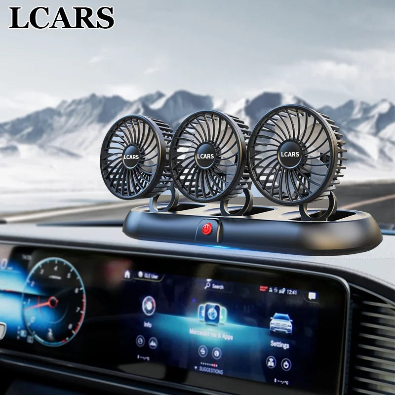 3-Head 5V USB Car Fan with 3 Adjustable Speeds Cooling Auto Cooler Air Ventilation System with Wind Regulation Car Accessories