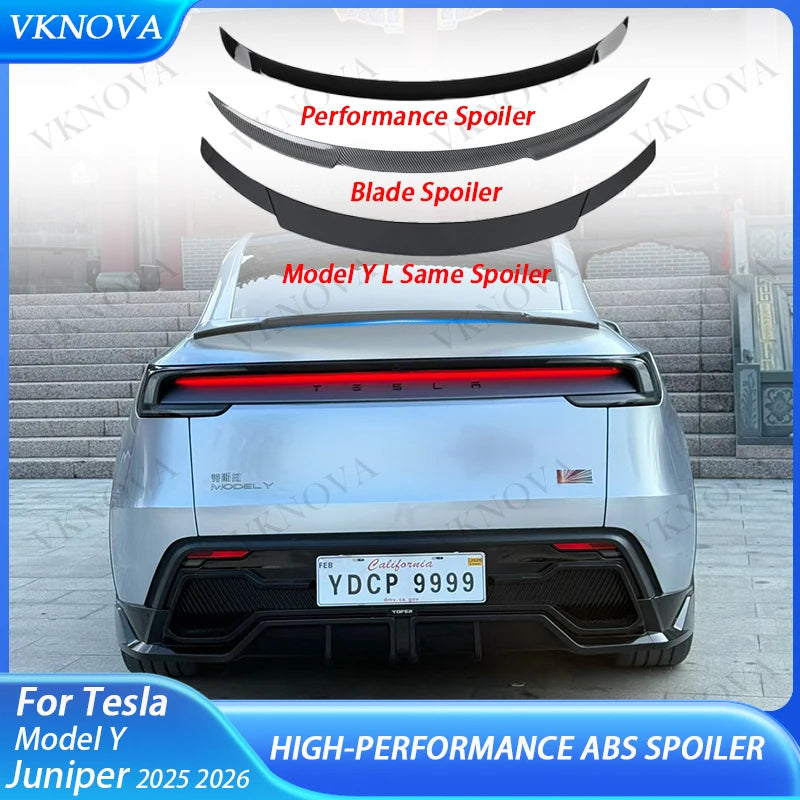 ABS Matte Carbon Fiber Pattern Spoiler For Tesla Model Y Juniper 2025 26 Glossy Black Rear Trunk Wings Auto Modified Accessories