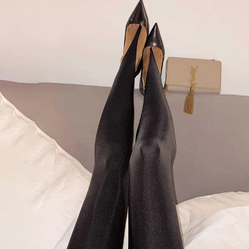 Talenza Women's Sexy Leggings Black Fashion Office Lady High-Waisted Skinny Trousers Autumn New Vintage Patchwork Female Pants