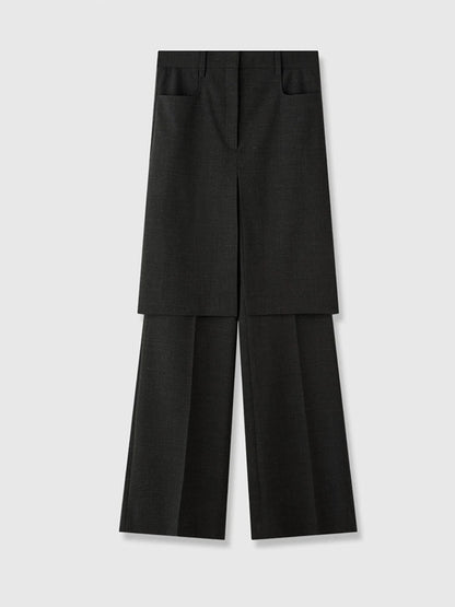 RORORIRI Black Low Waisted Suit Pants for Women Fake Two-piece Skirt Pants Straight Leg Casual Pants Pantalones Mujer Fashion