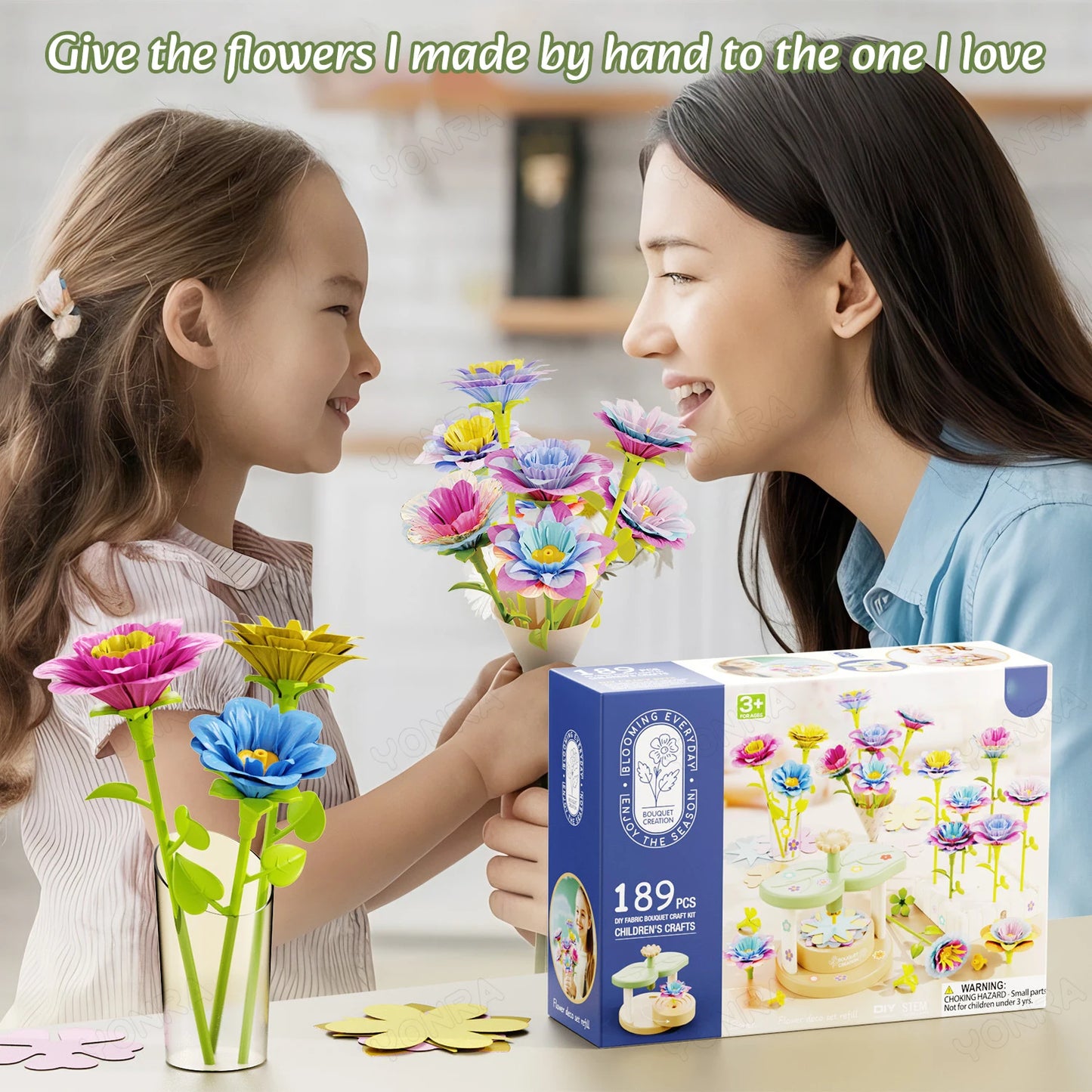 Fabric Flower Bouquets Toys DIY Craft Kits Toys for Kids Handmade Flowers Market Toy Girls Christmas Birthday Gift