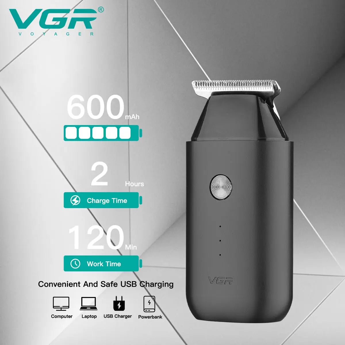 VGR V-932 zero cutting machine rechargeable cordless beard shaver electric travel mini model hair trimmer for men