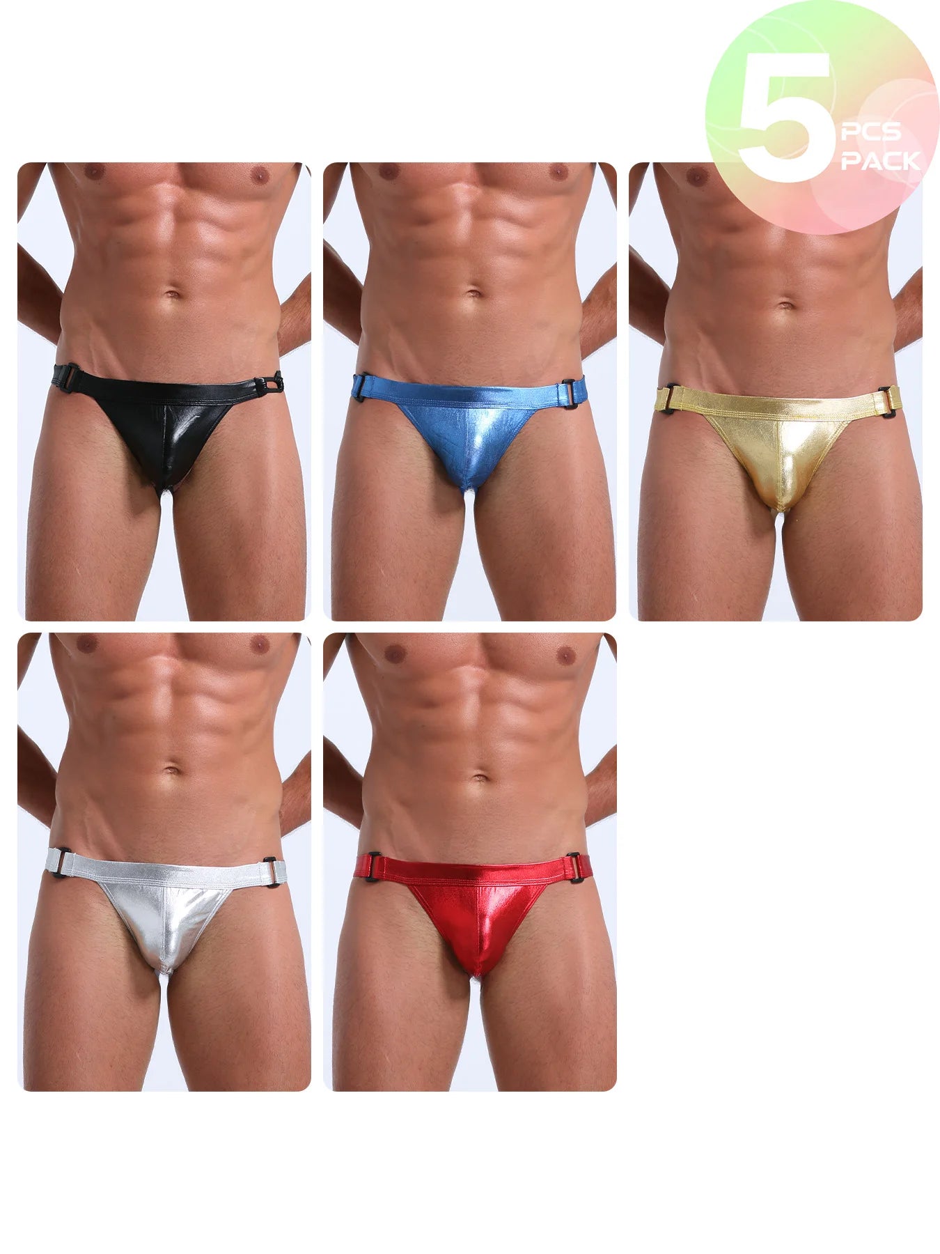 PU Faux Leather Underwear Men's Jockstrap Gay Erotic Panties Sexy Lingerie Hot Sexy Male's Thongs G String  1/3/5pcs