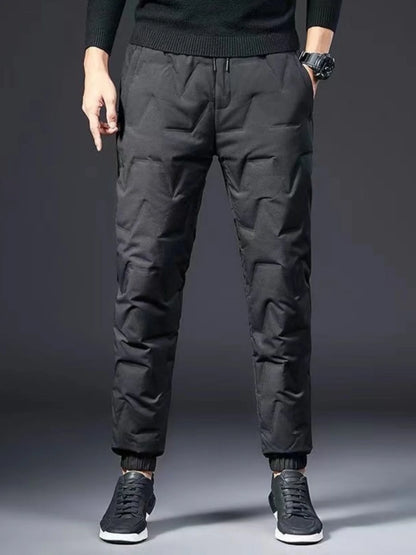 Men's down Pants Thick Warm Duck down Loose Large Size Cotton Pants Outerwear for Middle-Aged And Elderly Windproof