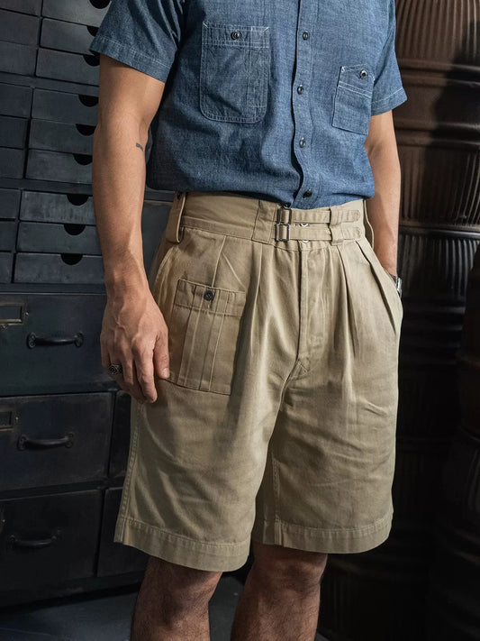 Non Stock 1941 Pattern Army Khaki Drill Combat KD Shorts Gurkha Pleated Bermuda Short