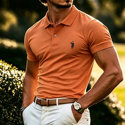 100% pure cotton high-end brand men's short sleeve polo shirt 2026 summer luxury fashion pony embroidery golf top casual T-shirt