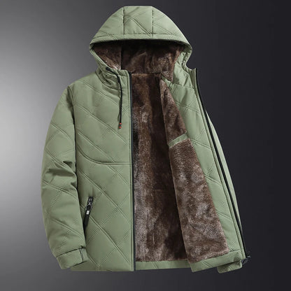 Winter Men's Fleece Warm Down Parkas Fashion Men Cotton Thick Padded Coats Men Thermal Windbreaker Hooded Overcoats Clothing
