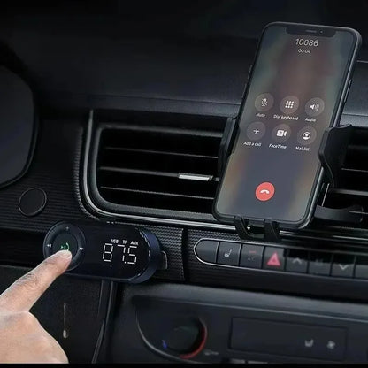 Car FM Receiver for Car Bluetooth Audio Receiver Car Hands-free Music Receiver Display Bluetooth 5.3 FM Transmitter
