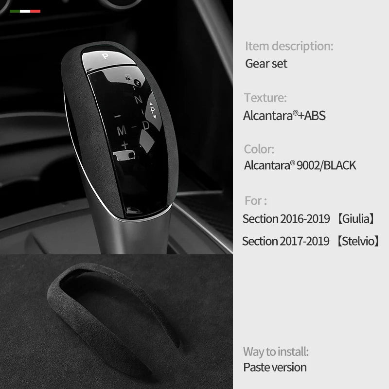Car Center Console Gear Shift Head Knob Cover Trim Alcantara Suede F For Alfa Romeo Giulia Stelvio Refit Car Accessories