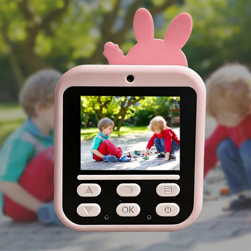 Kids Instant Print Camera IPS Screen Selfie Toy Camera With Print Paper 32G Card Lanyard DIY Gift For 3-12 Years Boys Girls