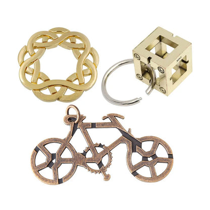 Magic Baffling Metal Brain Teaser Puzzle Set 3PCS Disentanglement Educational Toys Adults Kids Funny Gifts Juegos De Ingenio