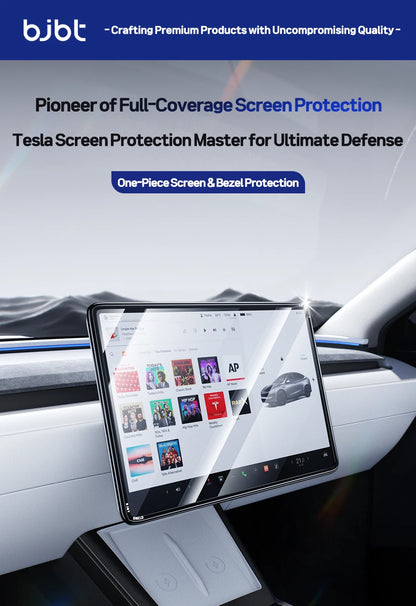 2-in-1 BJBT Tempered Glass Screen Protector for Tesla Model 3 Y Juniper Accessories 2025 2026 Case With Protective Frame