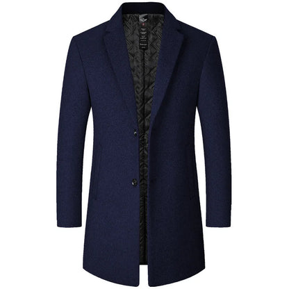 New 2026 Smooth Wool Coat for Men Mid-Length Warm Outerwear Autumn Winter