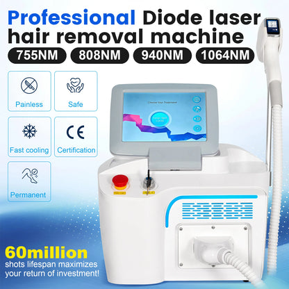 Shots Salon Professional Portable Painless 5000W FAC 808nm 940nm1064nm755nm Diode Laser Hair Removal Machine with 4 Wavelength