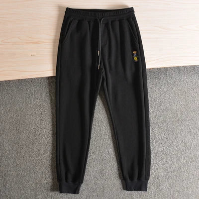 Autumn American Retro Waffle Embroidery Sweatpants Men's Fashion Pure Cotton Loose Elastic Waist Drawstring Casual Sport Pants
