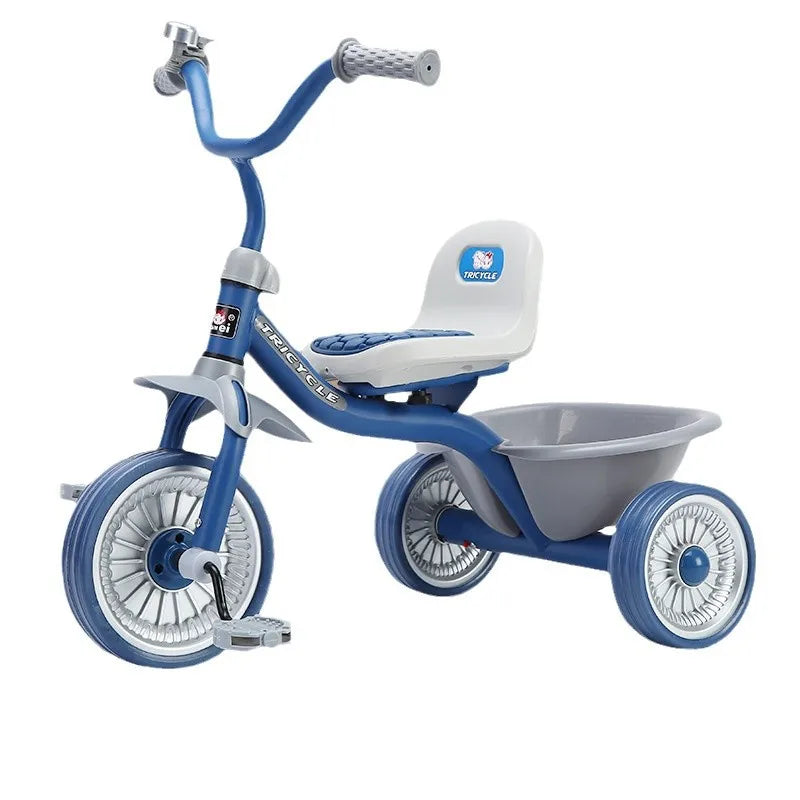 Simple Kids Tricycle 1-6 Years Old Boys & Girls Pedal Car with Basket Anti-Rolling Safety Footrest Ride-On Toy for Toddlers