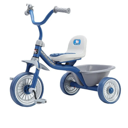 Simple Kids Tricycle 1-6 Years Old Boys & Girls Pedal Car with Basket Anti-Rolling Safety Footrest Ride-On Toy for Toddlers