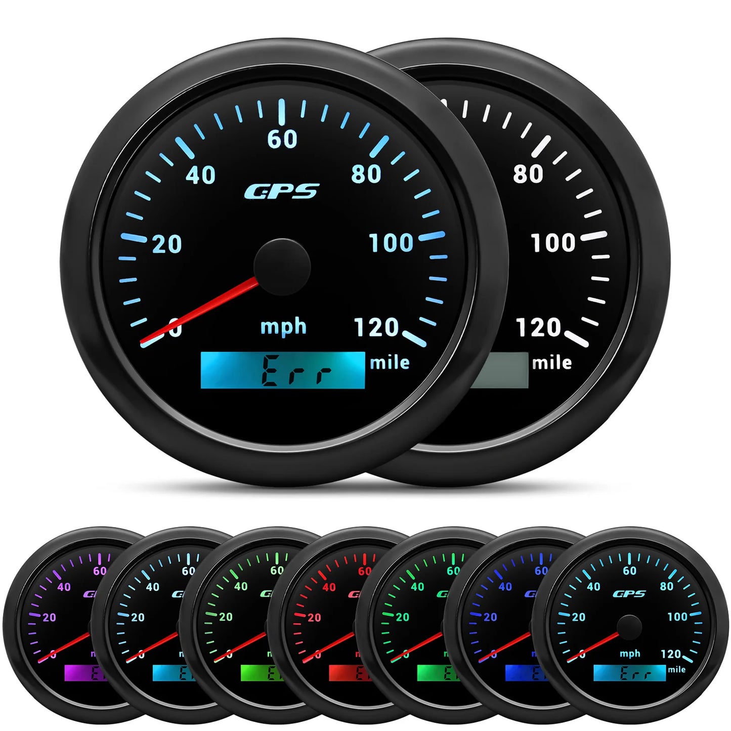 A 85MM GPS Speedometer For Motorcycle Marine Boat 30~200 Kmh Boat Car Truck Speed Gauge Meter With GPS Antenna 7 Color Backlight