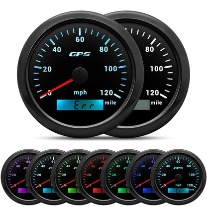 A 85MM GPS Speedometer For Motorcycle Marine Boat 30~200 Kmh Boat Car Truck Speed Gauge Meter With GPS Antenna 7 Color Backlight