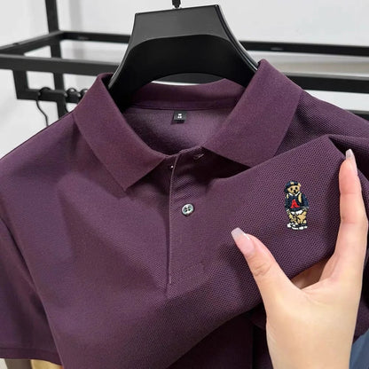 100% pure cotton high-end brand men short sleeve polo shirt new cartoon embroidery summer comfort texture luxury casual T-shirt