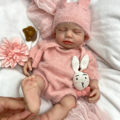 45cm Lifelike Full Body Soft Silicone Reborn Baby Girl Open Mouth Realistic Weighted Newborn Doll for Childcare Training
