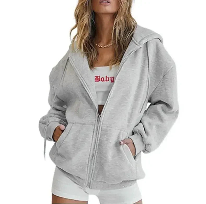 Plus Size cardigan Hoodie grunge punk silmY2K top rock aesthetic high street casual fashion urban women Hoodie Casual hooded
