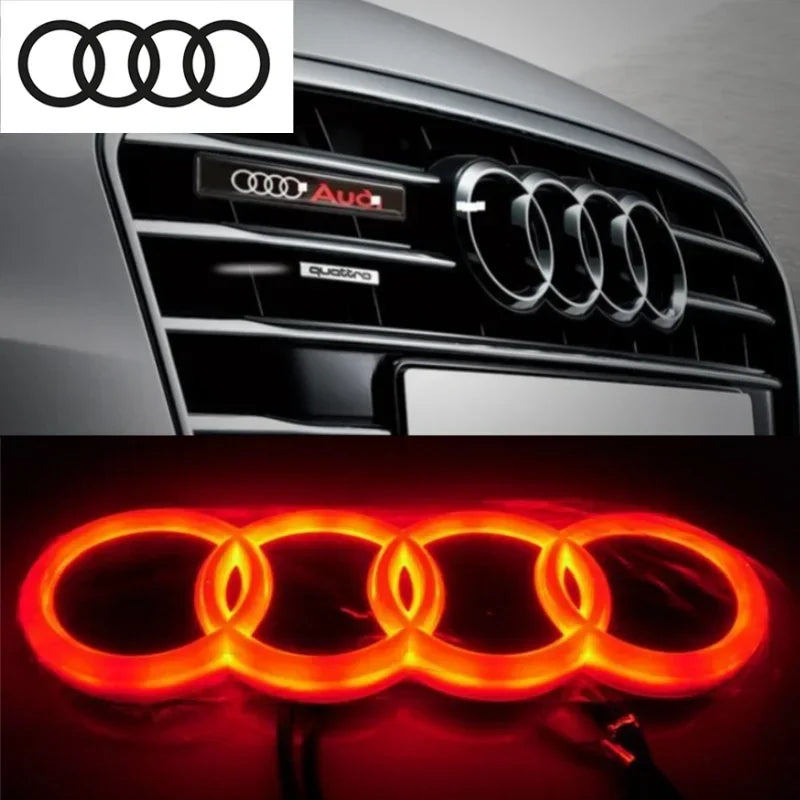 Car front grille 4D LED logo light front ring Sticker suitable for Audi A3 A4 A5 A6 A7 S3 S5 S6 S7 Q3 Q5 car supplies.