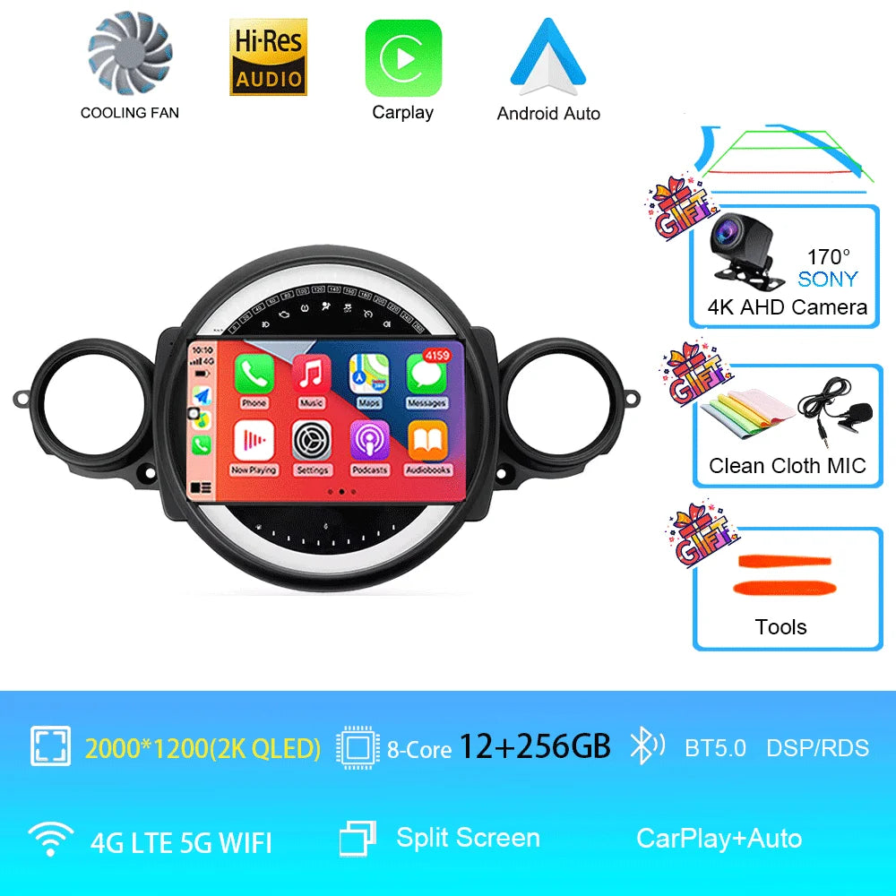 Car Radio Android 16 For BMW Mini Cooper R56 R60 R51 2006 - 2015 GPS Carplay Navigation Stereo Auto DSP BT DVD Multimedia Player