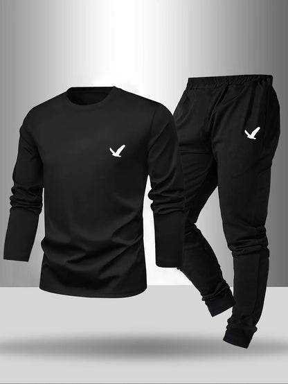 2-piece set of men's pajamas for spring summer autumn winter long sleeved pants geometric pattern base shirt home suit set