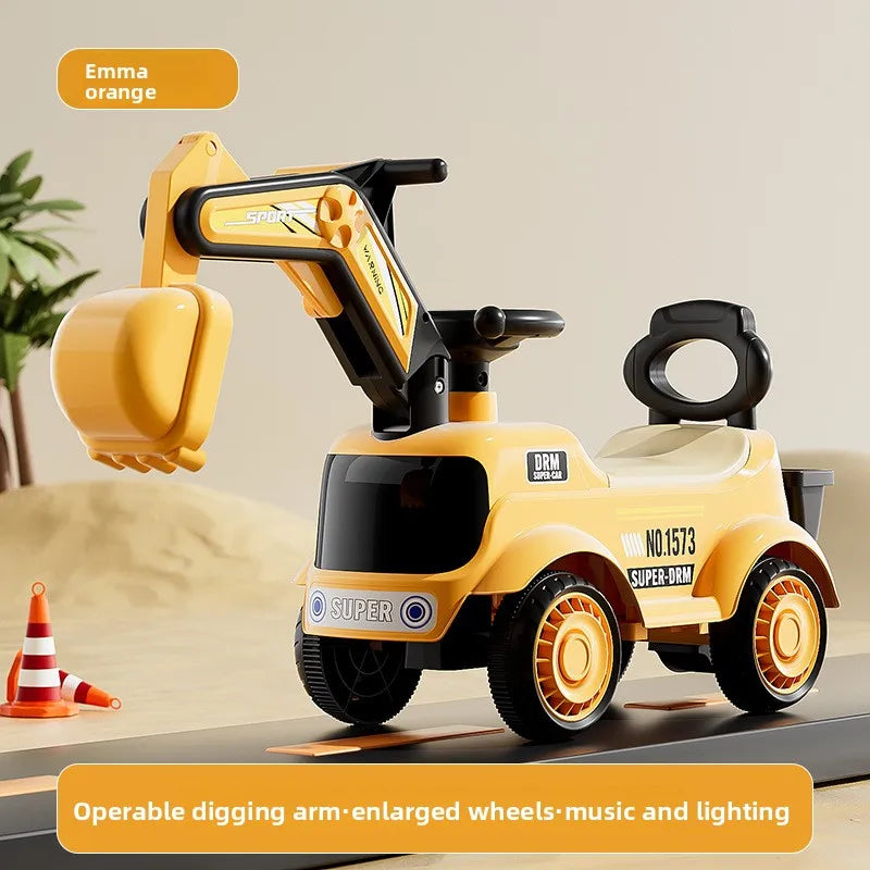 Kids Excavator Rideable Push Car Construction Toy Boys Girls Babies Children's Excavator Scooter Wiggle Car Toys