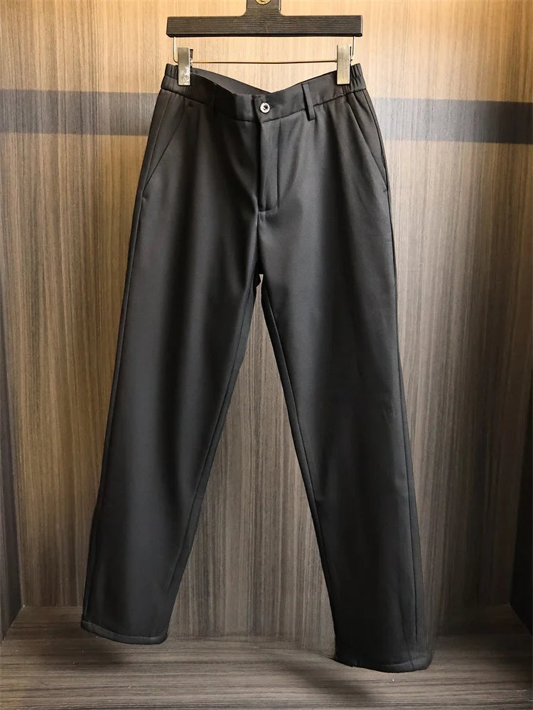High-End Duck down Pants Men's Thickened Water-Resistant Straight Leg down Pants for Autumn Winter Fashion Urban Style Long P...