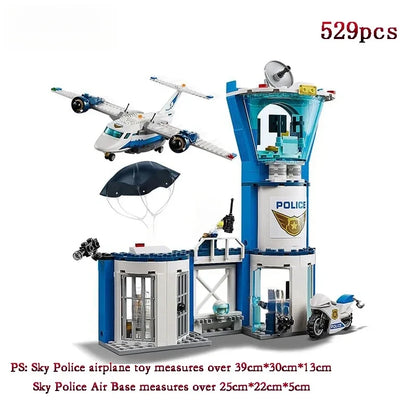 Compatible MOC Sets City Series Building Blocks Sky Police Air Base  Control Tower parachute Model Assembly Toy Gifts 60210