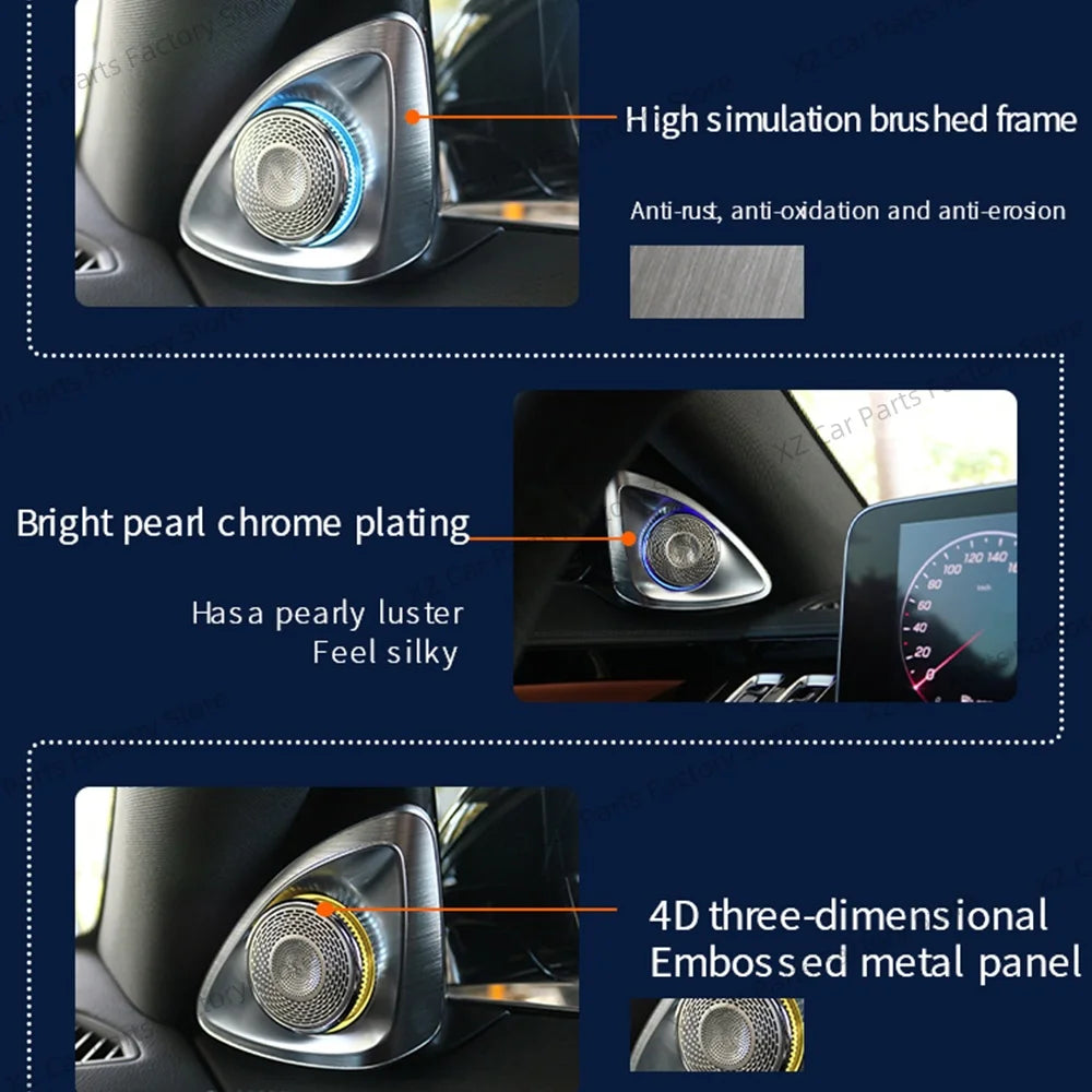 For Mercedes-benz 4d Rotating Tweeter C Glc E S-class W213 W205 W222 W223 X253 Rgb Led Luminous Car Speaker Horn Refit