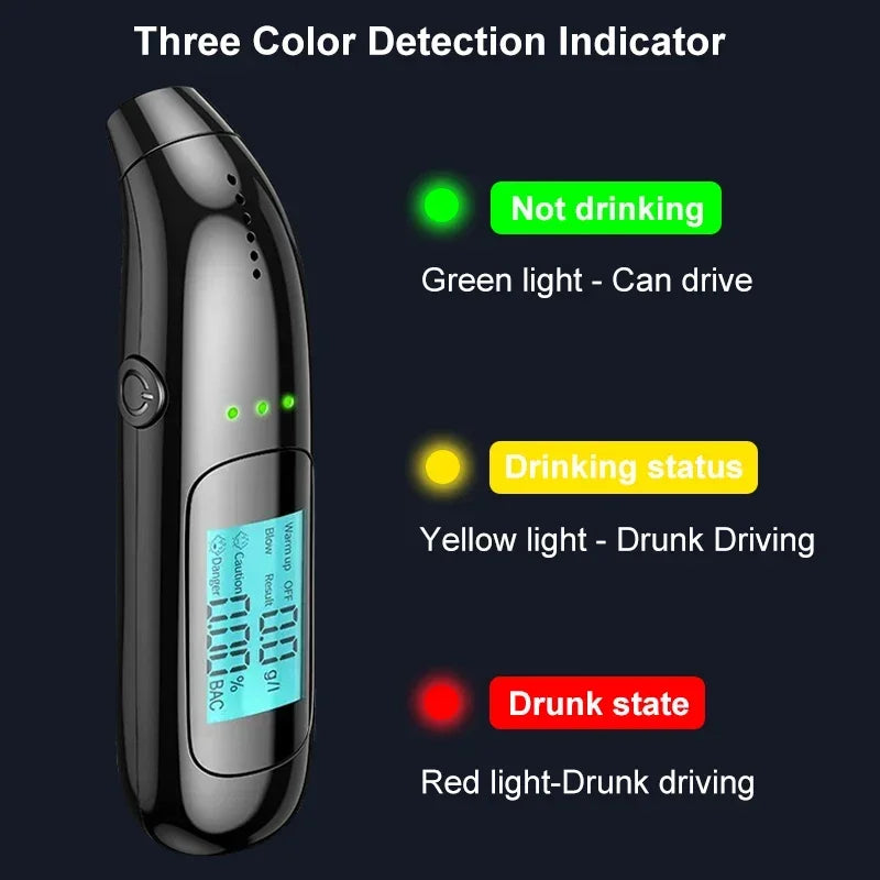 Professional Alcohol Tester High Precision Breathalyzer Alcometer USB Rechargeable Non-contact Car Portable Alcohol Detector