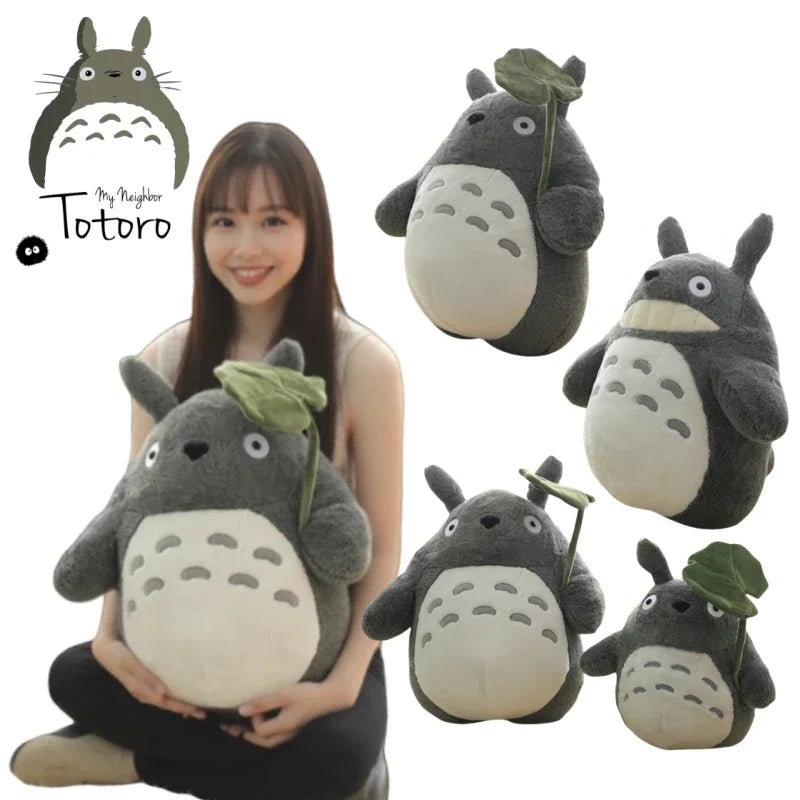 Cartoon Fluffy Lotus Leaf Totoro Plush Toy Stuffed Figure Totoro Doll Cuddly Plushies Throw Pillow Sofa Bed Home Decor Xmas Gift