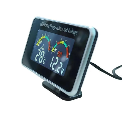 Car LCD Water Temp Meter + Voltmeter Gauge 2in1 Temp Voltage Meter 10mm Water Temp Sensor 12V 24V