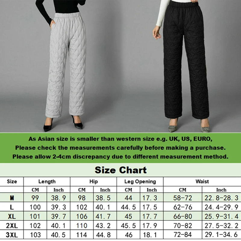 2025Women Winter Down Cotton Pants Large Size Thicked Thermal Quilted Cotton Trousers Middle Aged Elderly Mama Warm Pants M-3XL
