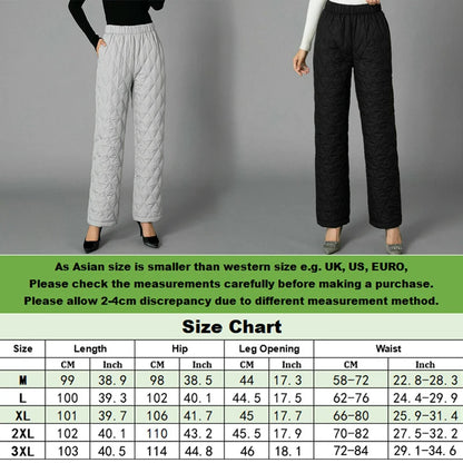 2025Women Winter Down Cotton Pants Large Size Thicked Thermal Quilted Cotton Trousers Middle Aged Elderly Mama Warm Pants M-3XL