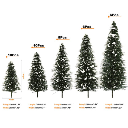 XS0804 Evemodel Model Snowy Pine Trees Deep Green Christmas Pines for HO O N Z Scale Xmas Decor Layout S0804